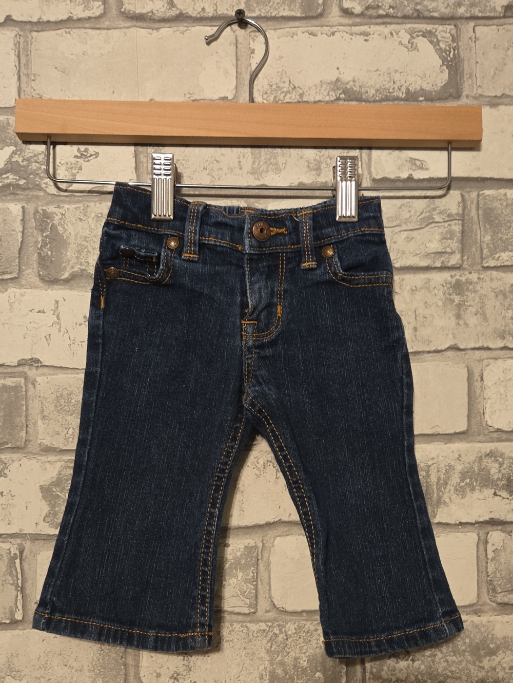 OshKosh B'gosh Dark Indigo Girl's BOOT Cut Denim Jeans with Contrast Stitching